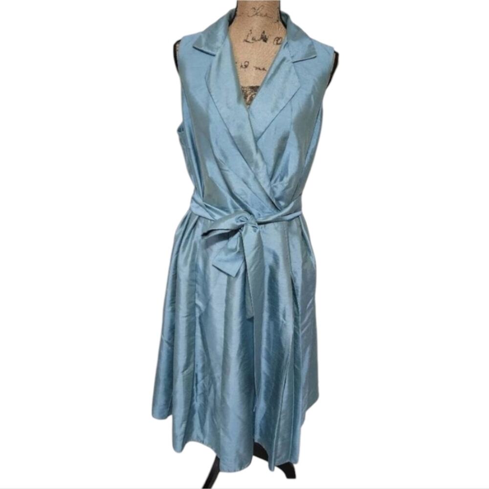 Jones‎ Studio satin belted shawl collar midi party dress plus size 16W